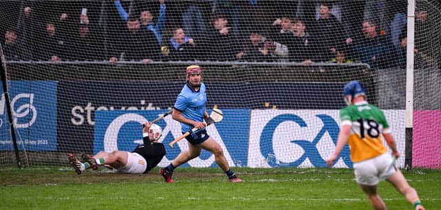 Dublin celebrate a crucial late goal against Offaly last year.
