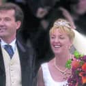 Daniel and Majella on their wedding day, November 4, 2002, at St Mary's Church, Kincasslagh