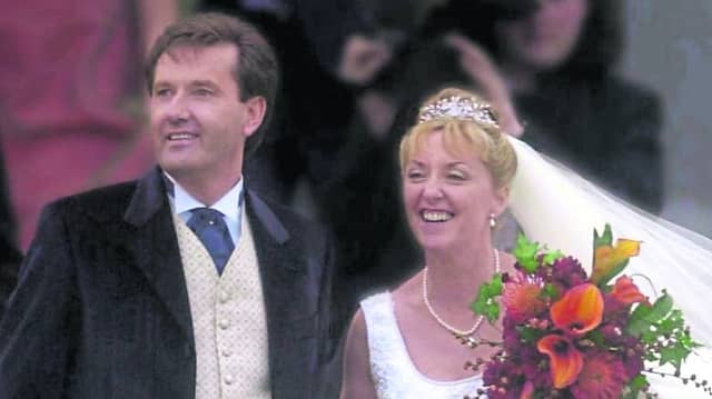 Daniel and Majella on their wedding day, November 4, 2002, at St Mary's Church, Kincasslagh