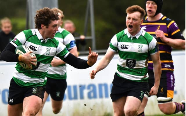 Tom Monaghan in for the try for Naas, Photo by Michael Anderson