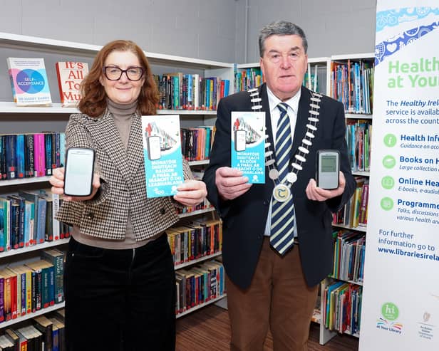 Cathaoirleach of Tipperary County Council, Cllr John Carroll, with Rachel Lacey, Executive Librarian