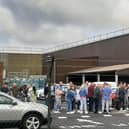 Cardinal Health employees outside the plant last August as details emerged that it planned to cease operations in Tullamore