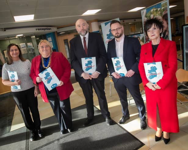 Group pictured at Derry Credit Union on Thursday afternoon last for the launch of the Irish League of Credit Unions 'First Community Impact Report for Credit Unions'.