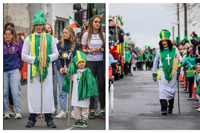 One unique tradition in Rathdowney's parade is that they have three generations of St Patrick taking part: Kieran O'Loughlin, his son Mark O'Loughlin, and Mark's son Jake O'Loughlin.