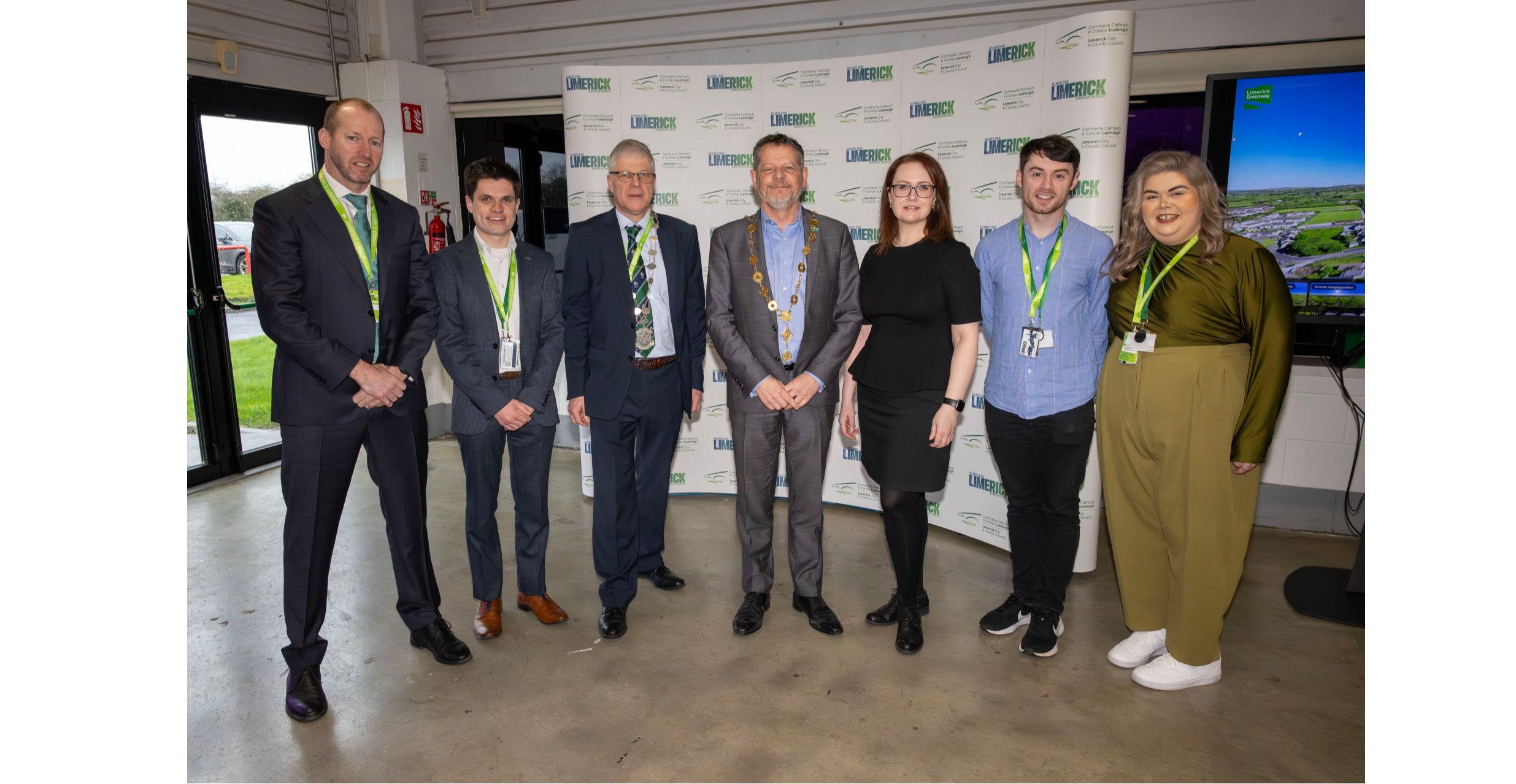 Brendan Troy, Daire MacGrath, Cllr Peter Doyle, Mayor of Limerick John Moran , Jurate Andrijauskiene, Mark Dooley, and Anna Peters Picture: Kieran Ryan-Benson