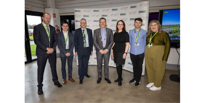 Brendan Troy, Daire MacGrath, Cllr Peter Doyle, Mayor of Limerick John Moran , Jurate Andrijauskiene, Mark Dooley, and Anna Peters Picture: Kieran Ryan-Benson