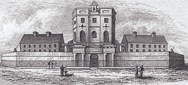 From Fitzgerald and McGregor, Limerick County Gaol (1827). The elaborate gatehouse was not built as planned