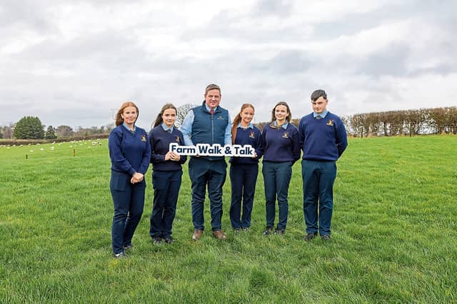 Agri Aware chairman Shay Galvin, Croom with students Katelyn Taylor, Aoife Corcoran, Jennifer Rigney, Clodagh Hynes and Christopher Larkin at the launch of Agri Aware's Farm Walk & Talk 2026
