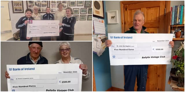 Cheque presentations made to Ballyfin groups.
