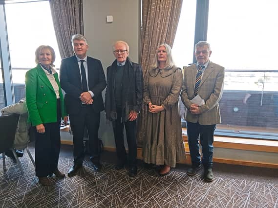 Tipperary councillor Dr Phyl Bugler, Independent Ireland South MEP Michael McNamara, singer/songwriter Denis Allen, RSPA project manager Elaine Doyle and Limerick angler Kevin Hannon