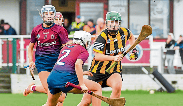 Loreto’s Leah O’Donovan in action against Presentation Athenry’s Kate Dunleavy. Picture: Billy Culleton