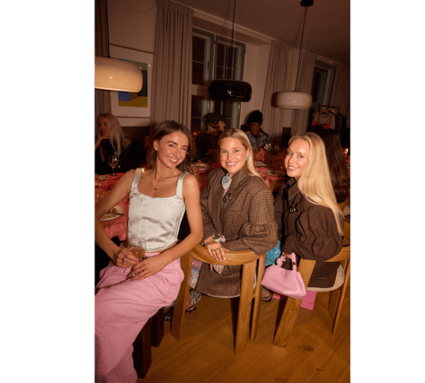 Aoife Mc Namara alongside Olivia & Alice Minns pictured at the Aoife Mc Namara 'AMN World' Dinner during Copenhagen Fashion Week Picture: Romina Introini