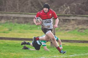 Adam Meehan of Cill Dara RFC  on the run in for the first of two tried v Balbriggan in the Towns Cup 1st Round Rugby Game on Sunday in Cill Dara RFC, Photo by Martin Rowe