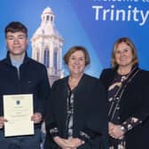  Eoghan Strain with Prof Vincent Wade, Vice-Provost Prof Orla Sheils and Scoil Mhuire Principal Evelyn McLoughlin