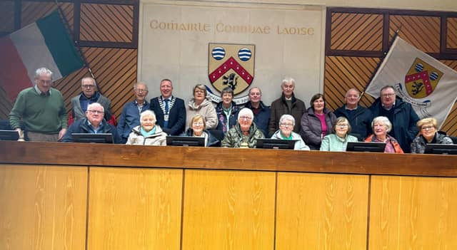Members of Ballyroan Active Retired group with Laois County Council Cathaoirleach Cllr Barry Walsh at the January 26 council meeting.