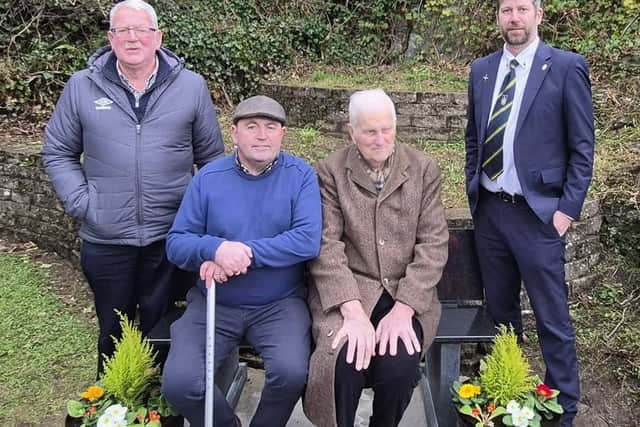 Joined by friends and family members, Monsignor Kevin Gillespie and local councillors, Niall was honoured with a commemorative bench in Cathedral Square for his significant contributions to local education and history, recognised by the Letterkenny Community Heritage Group and attended by community members and officials.