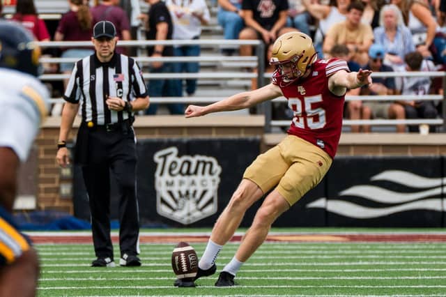 Andy kicking off for the Boston College Eagles