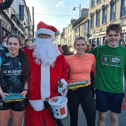 Pictured with Santa are the first male, female, girl and boy over the line at the Birr GOAL Mile - Ronan Murphy, Ali Smyth, Clodagh McIntyre and Tom Enright.