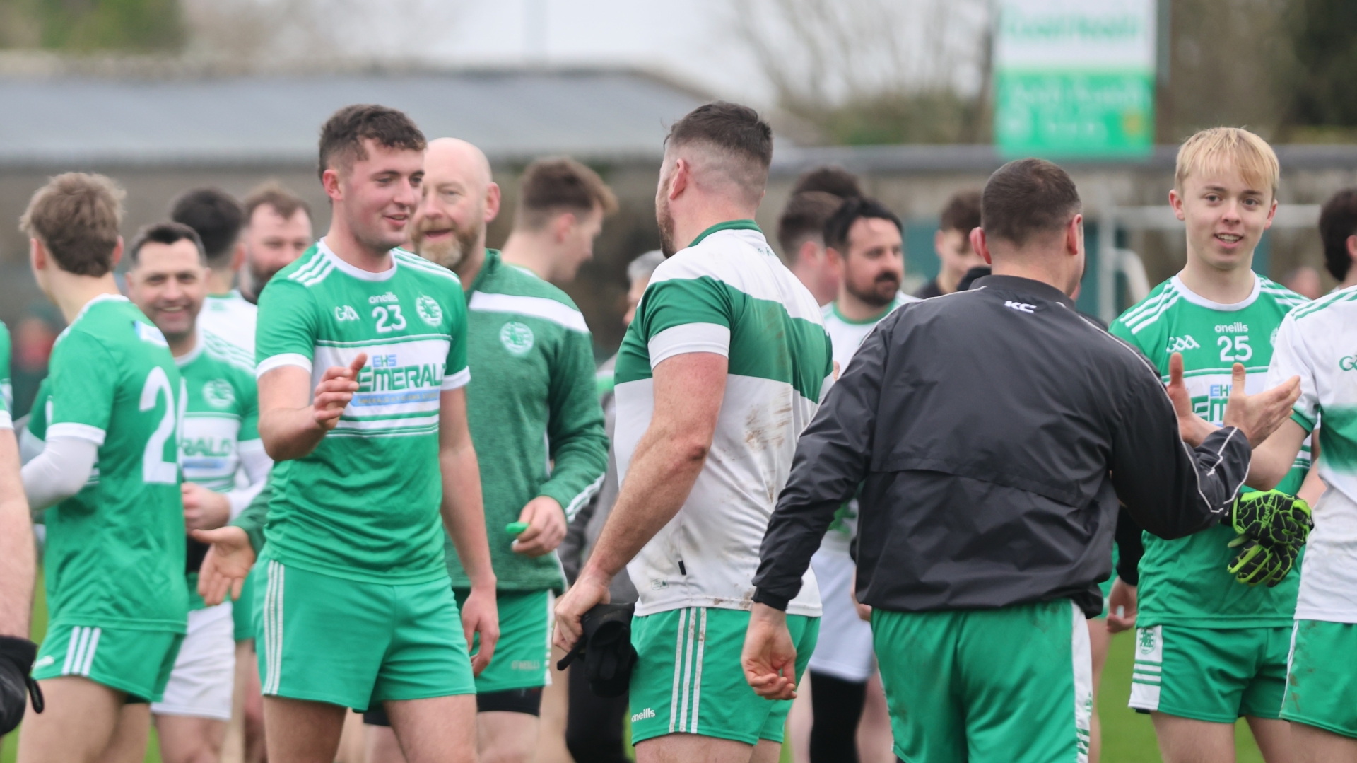 Formalities exchanged at Fr Tierney Park following the Christmas Charity Kickabout. Photos: Aodh Ruadh