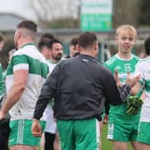 Formalities exchanged at Fr Tierney Park following the Christmas Charity Kickabout. Photos: Aodh Ruadh