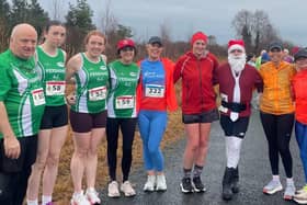 Some of the many participants in the Lough Boora Santa Dash.