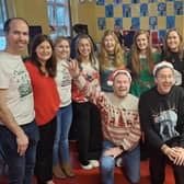 Today FM comes to Drumlease National! Pictured- school Principal Marie Brennan, sixth class teacher Noel Taaffe and staff with Ray Foley and JP Gilbourne.