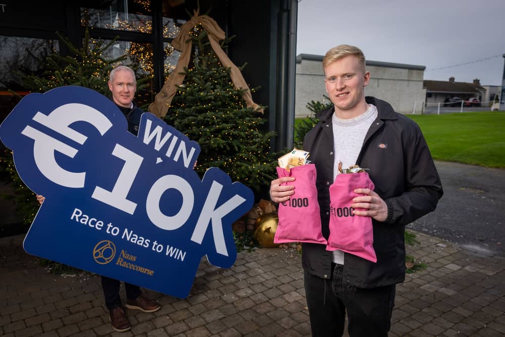 Aidan McGarry of Naas Racecourse with Ireland and Leinster rugby star Jamie Osborne