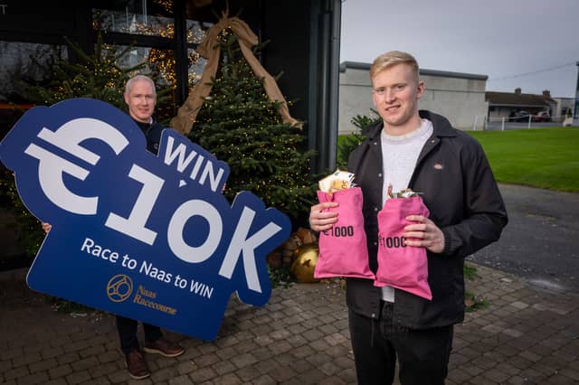 Aidan McGarry of Naas Racecourse with Ireland and Leinster rugby star Jamie Osborne