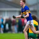Conall Bergin celebrates his goal for Grangenolvin