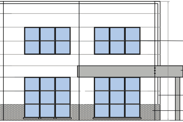 Unit 1 would be a two-storey structure containing a veterinary practice on part of the ground floor, with the remaining ground and first-floor space allocated for a light-industrial unit.