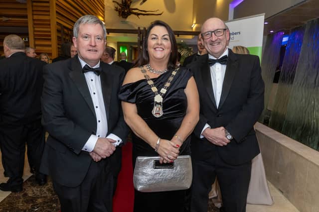Council priomh-chomhairleoir, Cllr Catherine Slattery, flanked by Minister of State Kieran O'Donnell and council director general, Dr Pat Daly