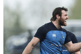 Kevin Kinane celebrates scoring Kilfeacle’s first try against Mallow last Sunday