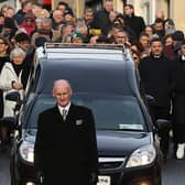 The funeral procession of the late Michael McLoone in Ballyshannon this afternoon. Photo: Thomas Gallagher