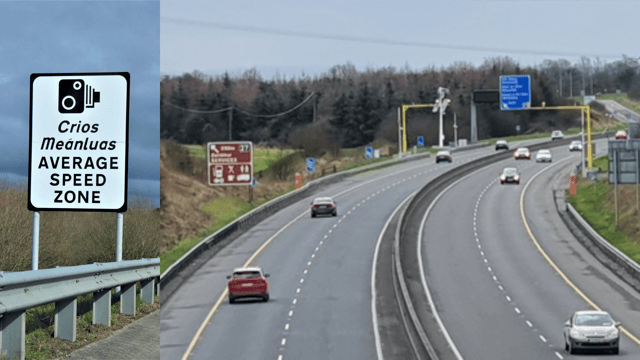 Photos of the average speed zone on the M7 motorway via the An Garda Siochana website
