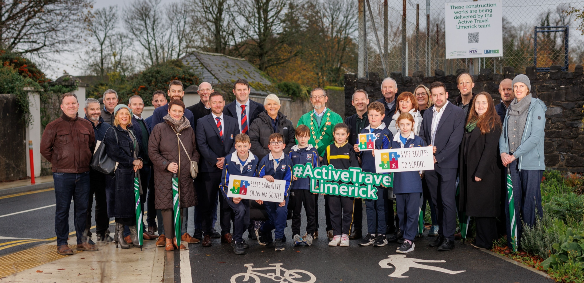 Mayor of Limerick John Moran, Bishop Brendan Leahy, Patricia Liddy, Council, Conor Sheehan TD, Councillor Frankie Daly, Principal of Scoil Íde, Ray D’Arcy, Principal of St Munchin’s , Shane FitzGerald
