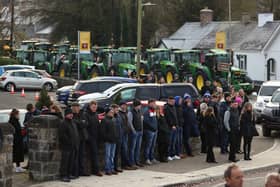 Mourners attend the funeral of Alan McCluskey, at Peter and Paul's Church, Drumconrath, Co Meath. Pic: Liam McBurney/PA Wire