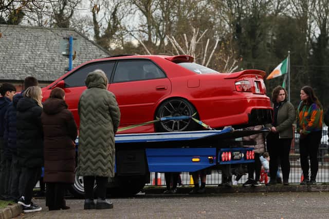 President Catherine Connolly arrived at the church ahead of the funeral and after attending the funeral for one of the other victims – Alan McCluskey – in Co Meath on Friday morning.