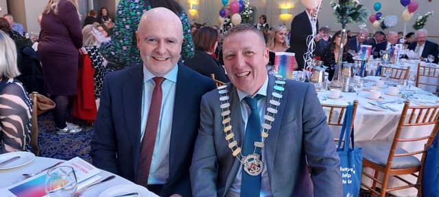Cllr Barry Walsh, Cathaoirleach of Laois County Council, with Michael Rainey, Council CEO, at the Community and Voluntary Awards. Pic: Leinster Express .