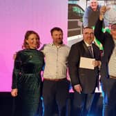 Tim Browne accepts the Unsung Hero award at Laois Community and Voluntary Awards 2025.