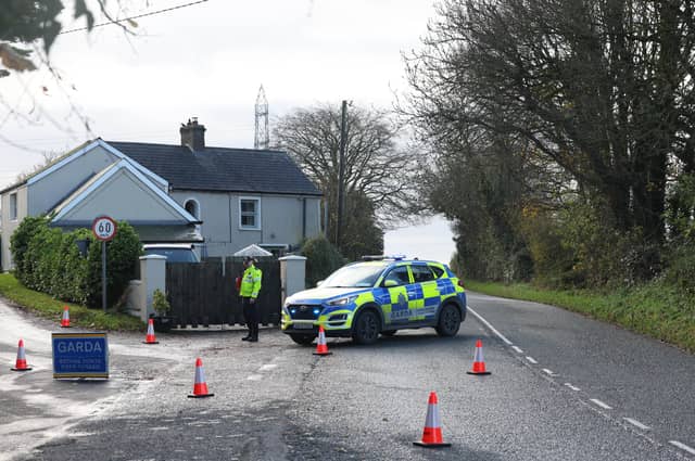 Garda at the scene on the L3168 just outside Dundalk, Co Louth. Photo: Damien Eagers/PA Wire