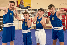 Marble City boxing stars Luke McKenna, Kalem Carthy, Jake Delaney and John Hawe.