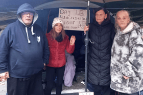 Pictured towards the end of the hunger strike were (l-r): Maurice Patton O'Connell, Maurice Patton O'Connell (57), Miriam Moriarty Owens (68), Mary Dunlevy Greene (73)and Mary Donovan (57).