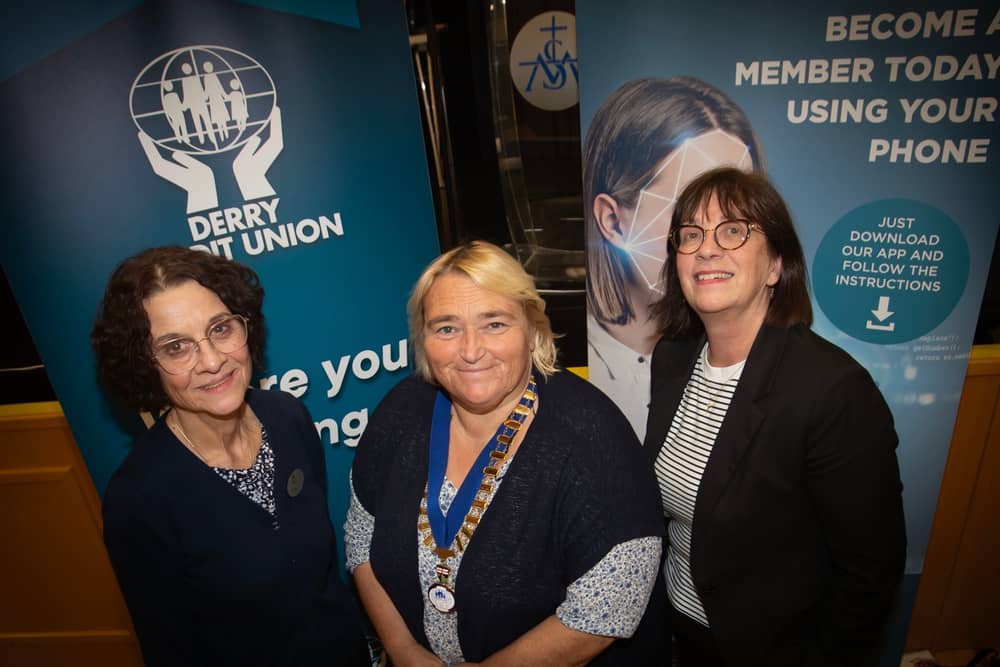 Education and Training Officer Mary Crumley and Chief Executive Officer Joan Gallagher, who both retire this month with over 50 years of service between them, pictured with Delma Boggs, President, DCU