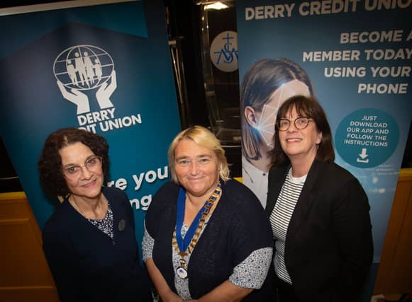 Education and Training Officer Mary Crumley and Chief Executive Officer Joan Gallagher, who both retire this month with over 50 years of service between them, pictured with Delma Boggs, President, DCU