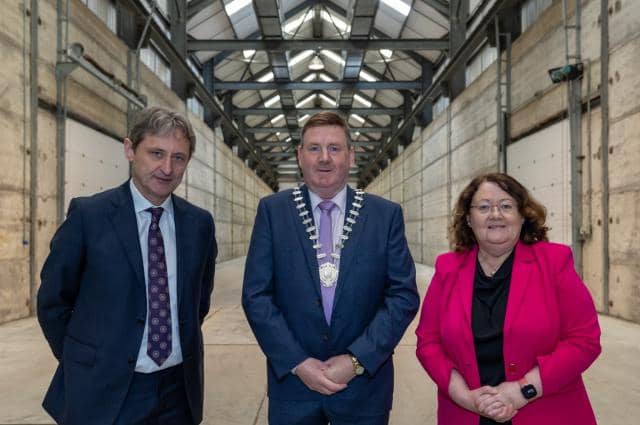 Pictured at the official hand-over of the Dalton Centre to Offaly County Council in May 2024 were Jim Dollard, Executive Director, ESB, Cllr Eddie Fitzpatrick and Anna Marie Delaney