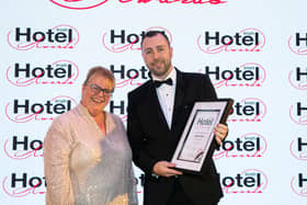 Pictured is Jason Jordan, Deputy General Manager at The Heritage collecting Wedding Planner of the Year - Leinster award on behalf of Joanna Shore, Wedding Co-Ordinator.