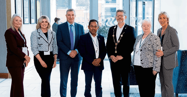Olivia O'Brien, Tanya Higgins Carey, Anne Rizzo and Michele Collins, all of Limerick City and County Council with Minister of State Niall Collins, Cllr Abul Kalam Azad Talukder and Mayor John Moran