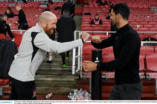 He was also heavily involved with Dundalk FC in recent years, a job that saw him in the dugout as the designated manager in a European tie versus Arsenal in the Emirates Stadium, where he shared a touchline with Mikel Arteta. MORE BELOW PHOTO.