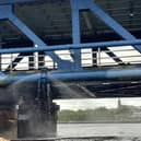 A burst pipe of Craigavon Bridge.