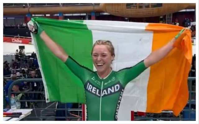 Laura Gillespie at the Track World Championships in Chile (Image: @UCI_Track)
